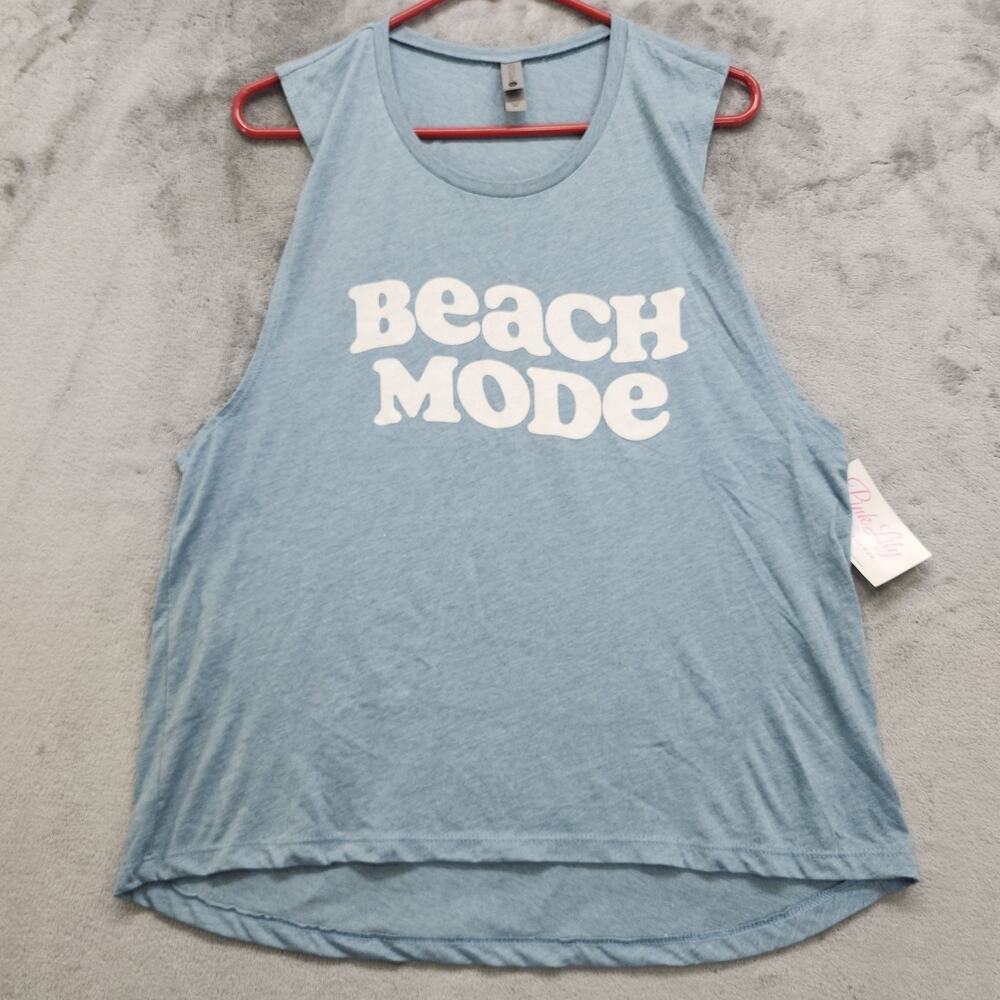 NEW Pink Lily NL Next Level Apparel Tank Womens XXL‎ Blue BEACH MODE Racerback